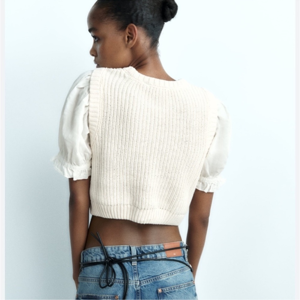 Zara Mixed Sleeve Knit Top - Picture 3 of 7